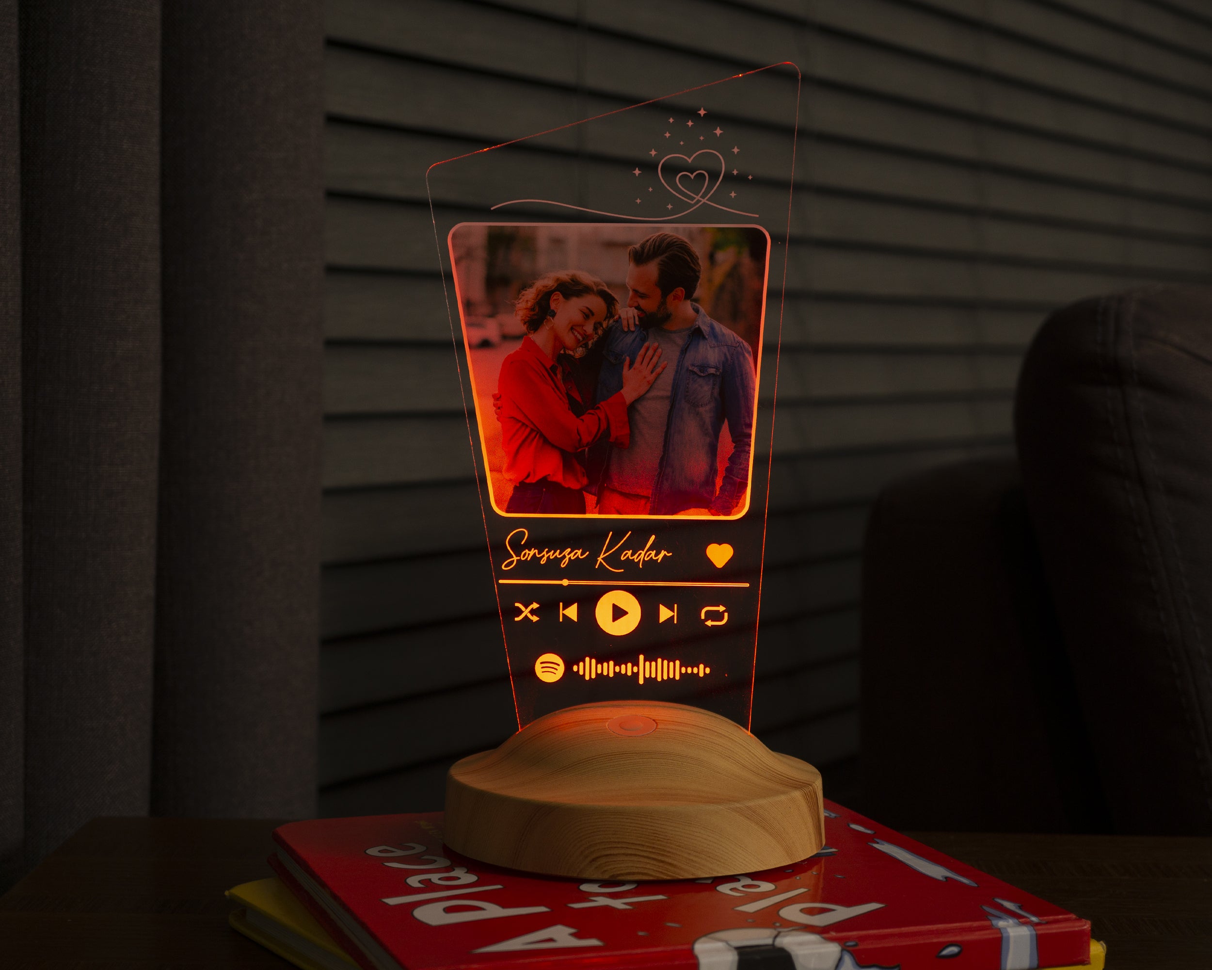 Spotify Personalisierte Foto Lampe mit Wunschtext & eigenes Bild mit hochwertigem UV-Druck