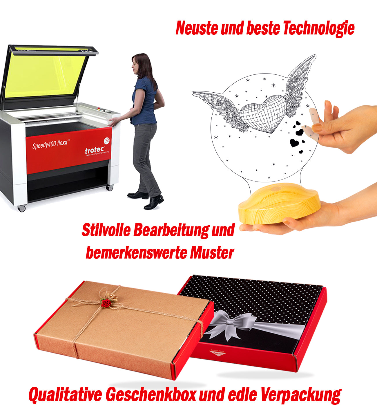Fliegendes Herz Personalisierte Muttertagsgeschenk Nachttischlampe mit Wunschtext