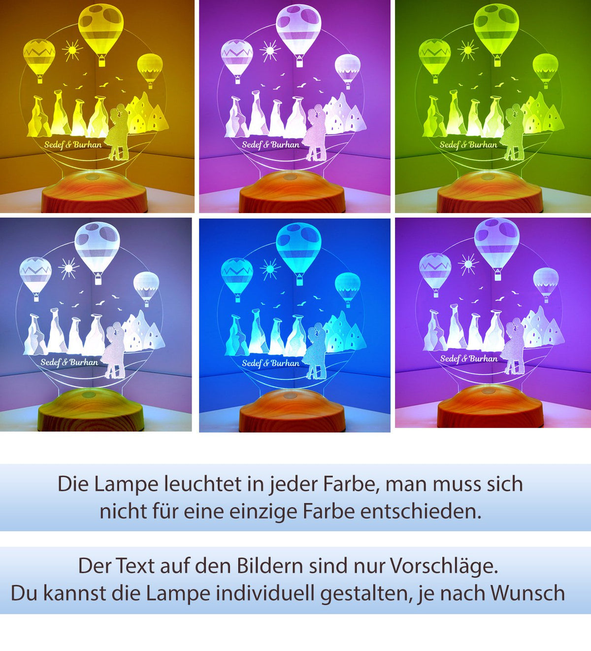 Kappadokien Personalisierte Lampe mit Wunschtext