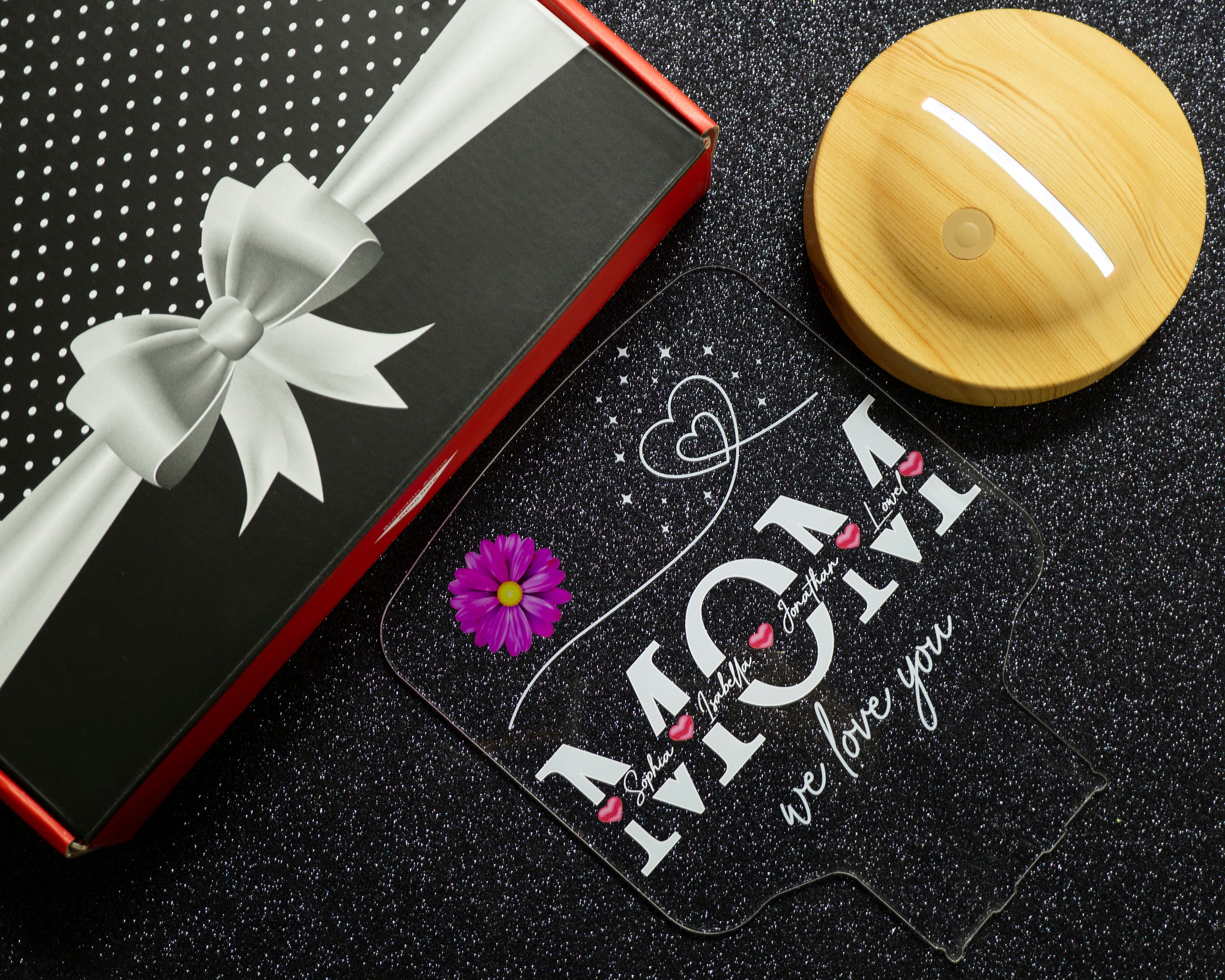 personalisierte LED Geschenkelampe für Mutter, Mama mit hochwertigem Lasergravur als Muttertagsgeschenk
