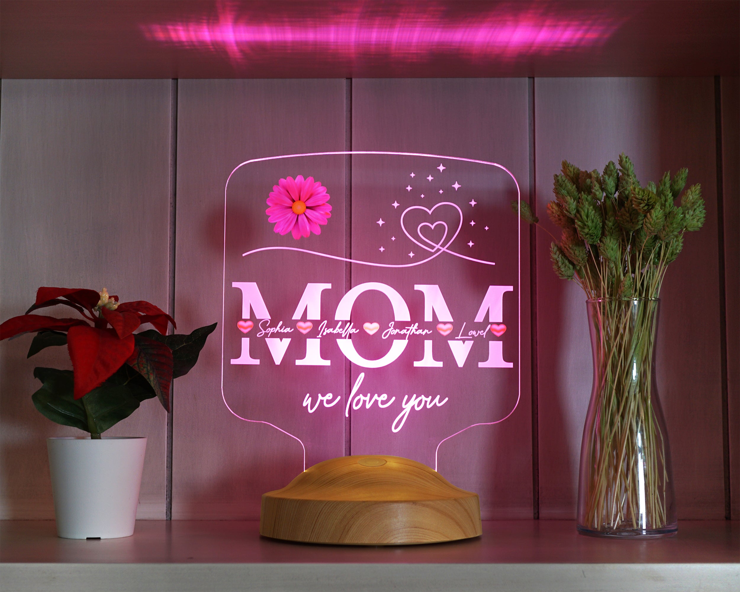 personalisierte LED Geschenkelampe für Mutter, Mama mit hochwertigem Lasergravur als Muttertagsgeschenk