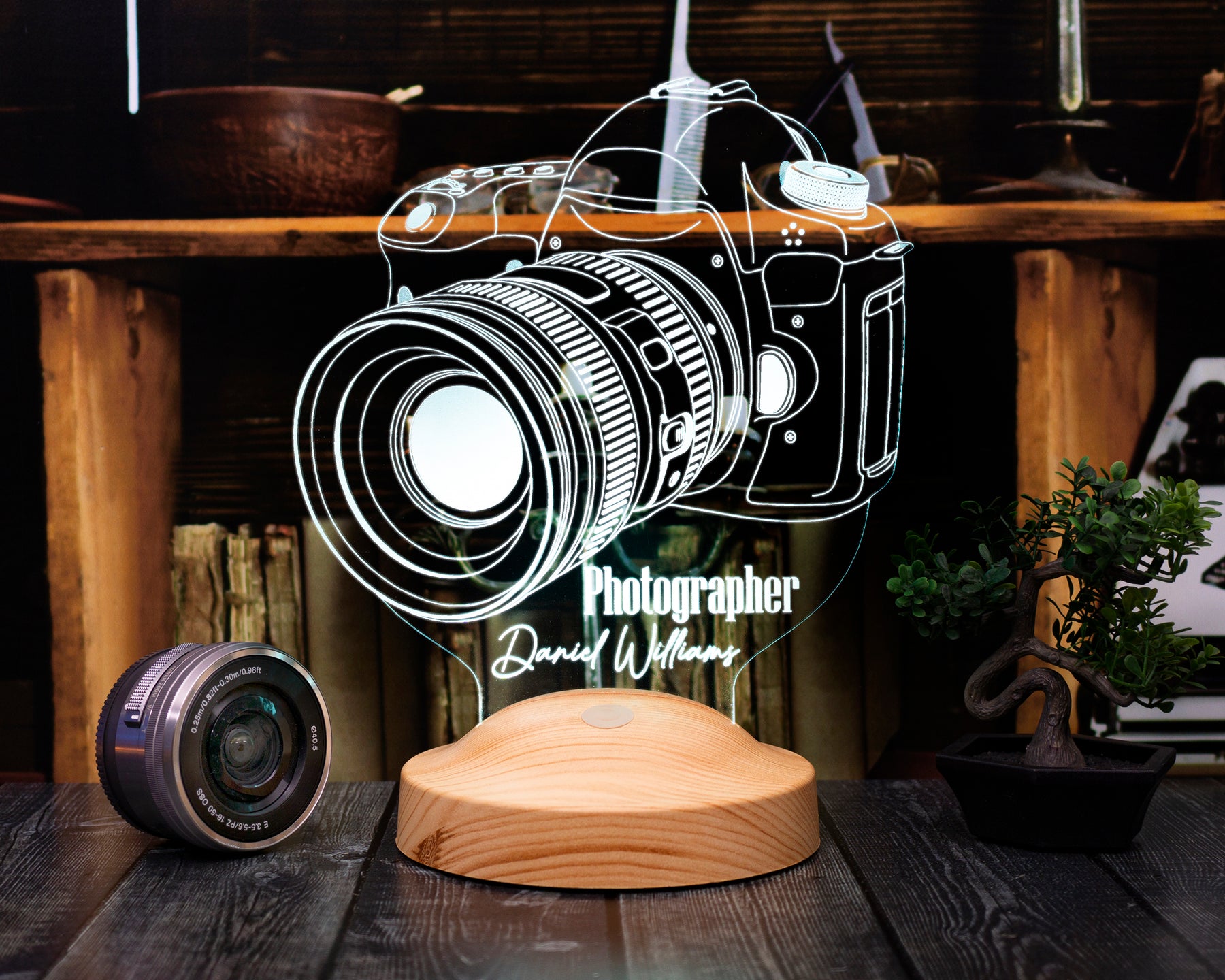 Fotokamera LED Lampe als Geschenk für Fotografen 3D Illusionslampe