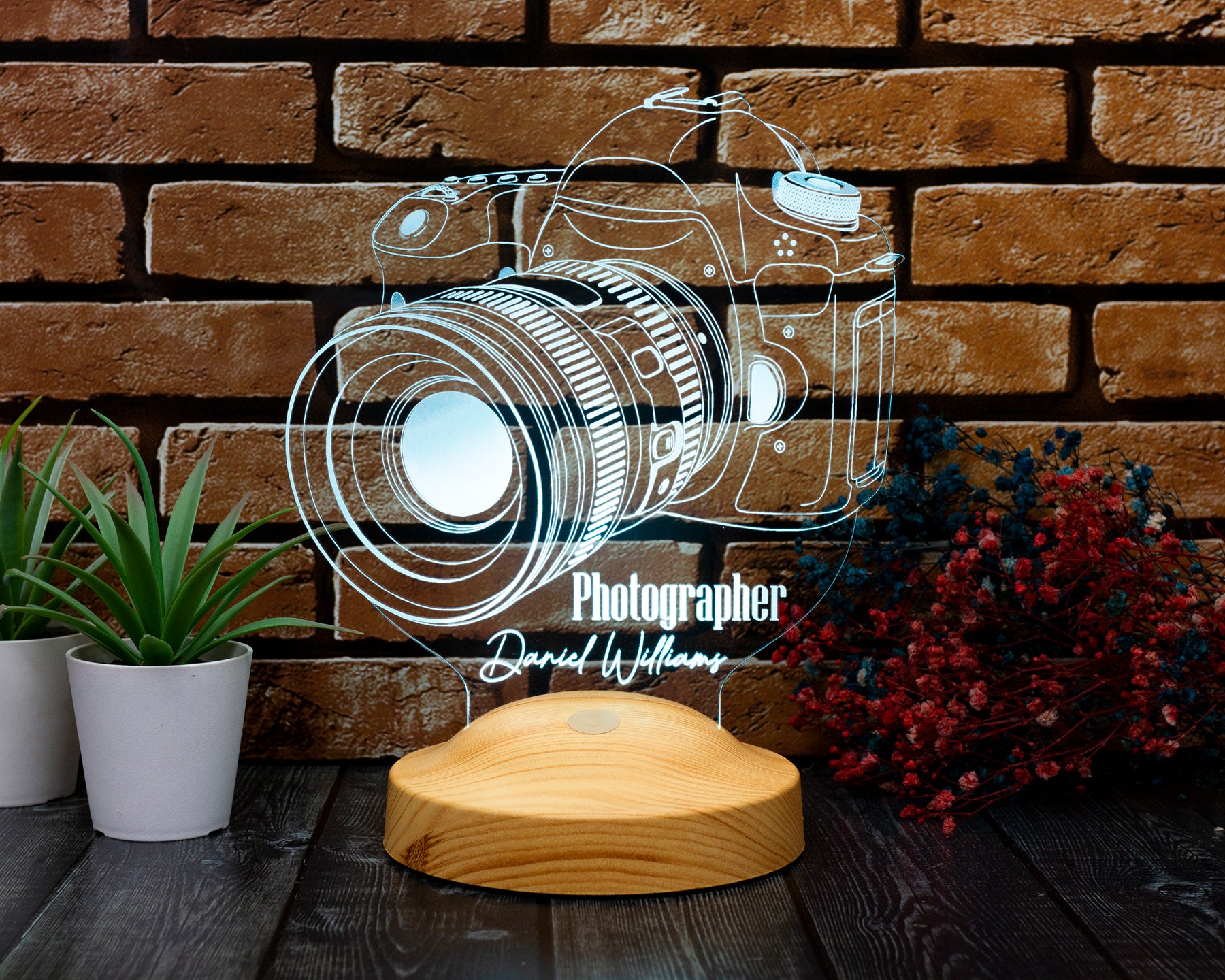 Fotokamera LED Lampe als Geschenk für Fotografen 3D Illusionslampe