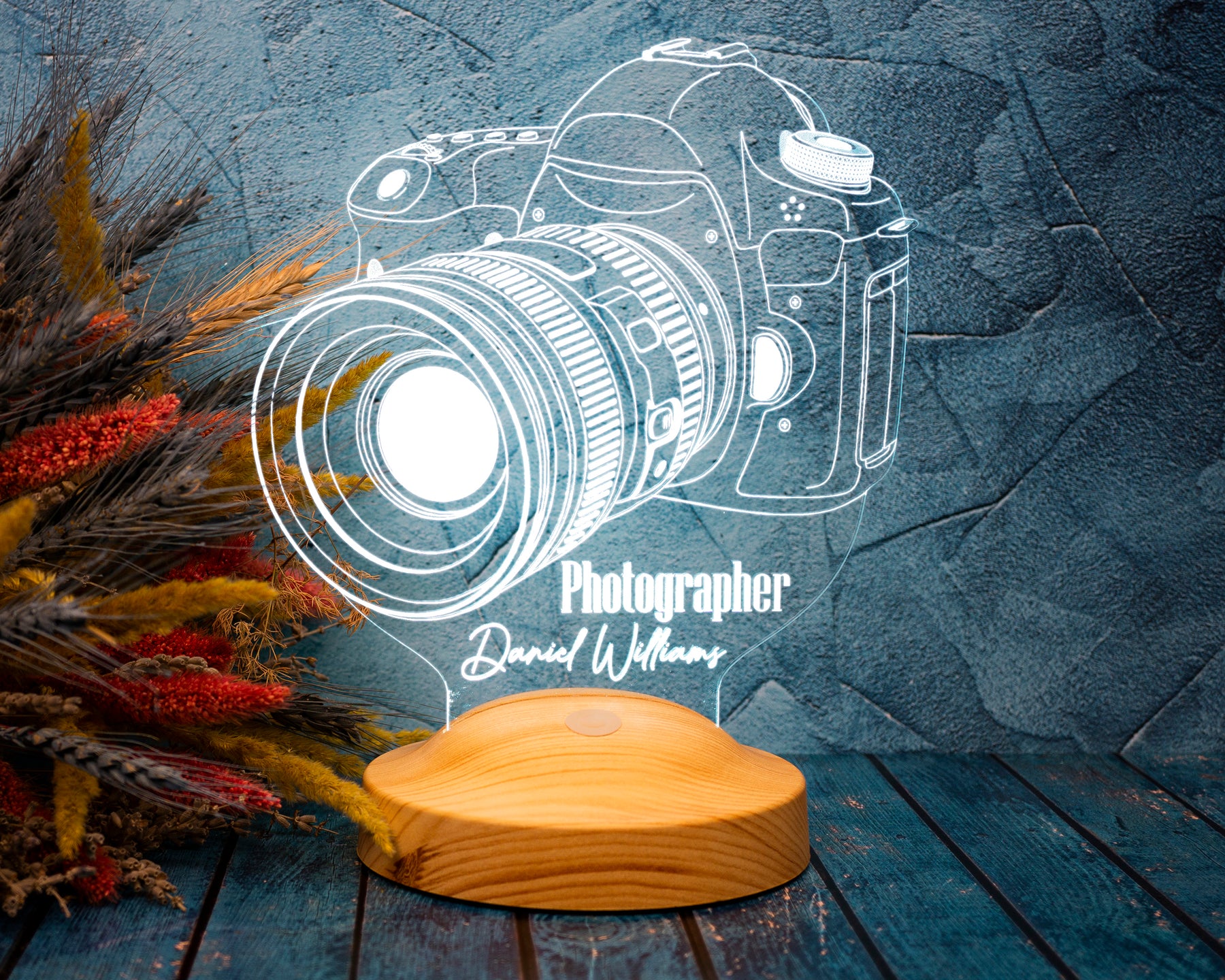 Fotokamera LED Lampe als Geschenk für Fotografen 3D Illusionslampe