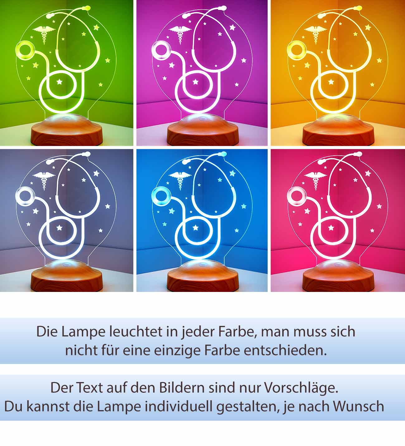 Stethoskop Personalisierte Lampe für Arzt Facharzt mit Wunschtext