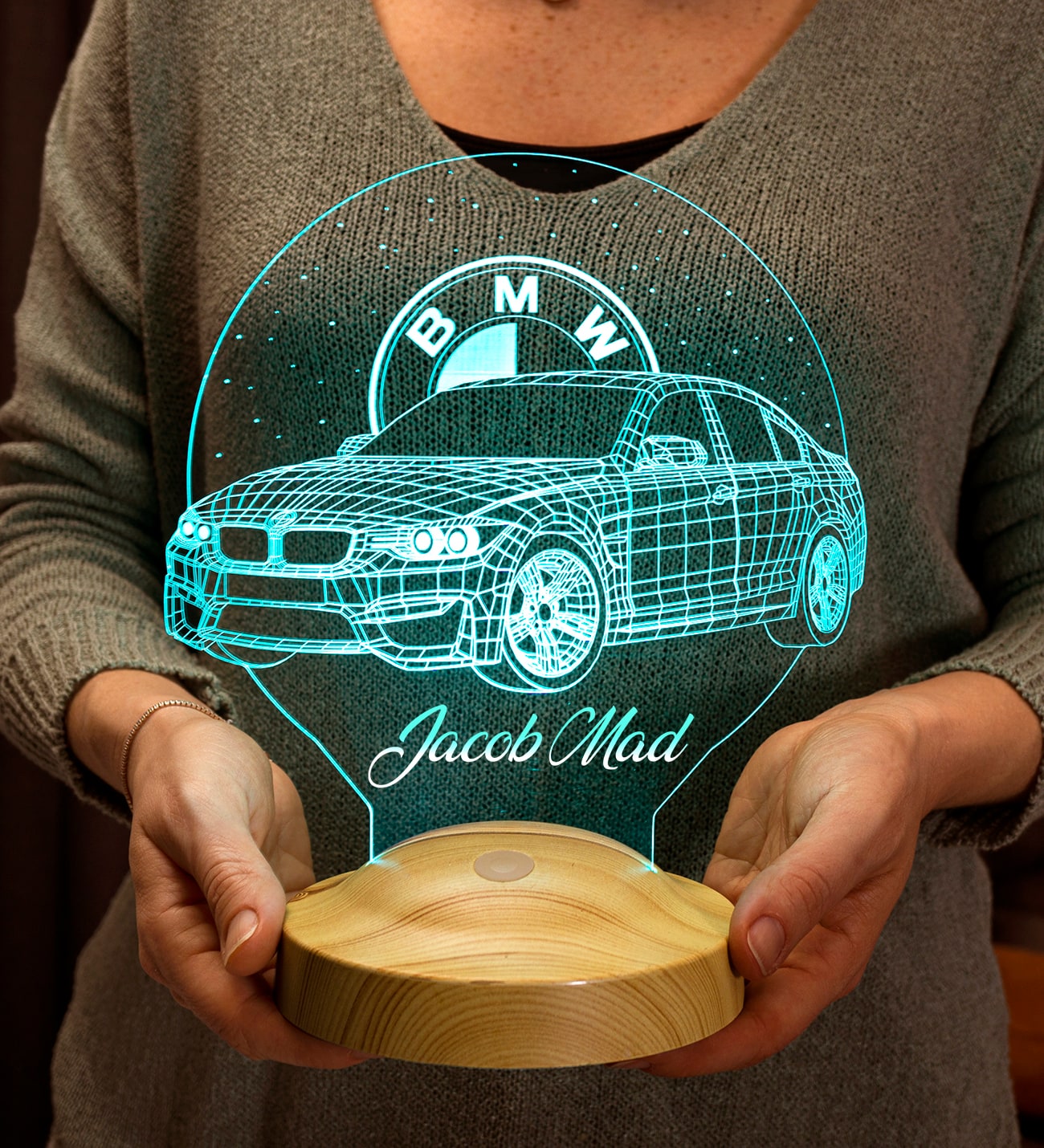 Auto Geschenkartikel Led Lampe mit Gravur, Geschenkidee für Automobil Fans