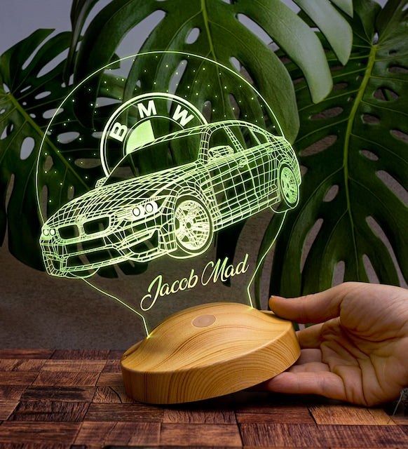 Auto Geschenkartikel Led Lampe mit Gravur, Geschenkidee für Automobil Fans