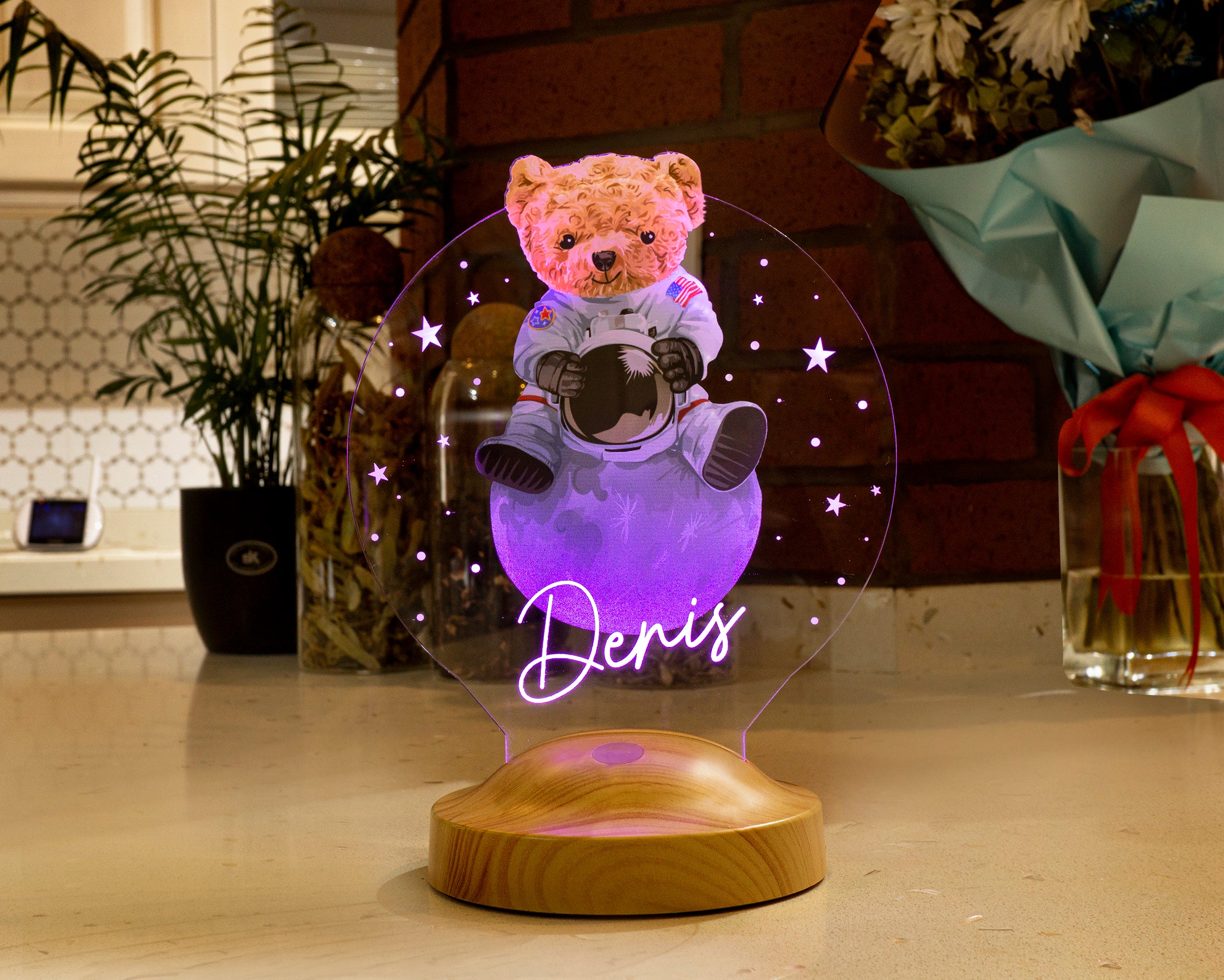 Teddybär Personalisierte Geschenke 3D Lampe mit Name UV Druck Geburtstagsgeschenk