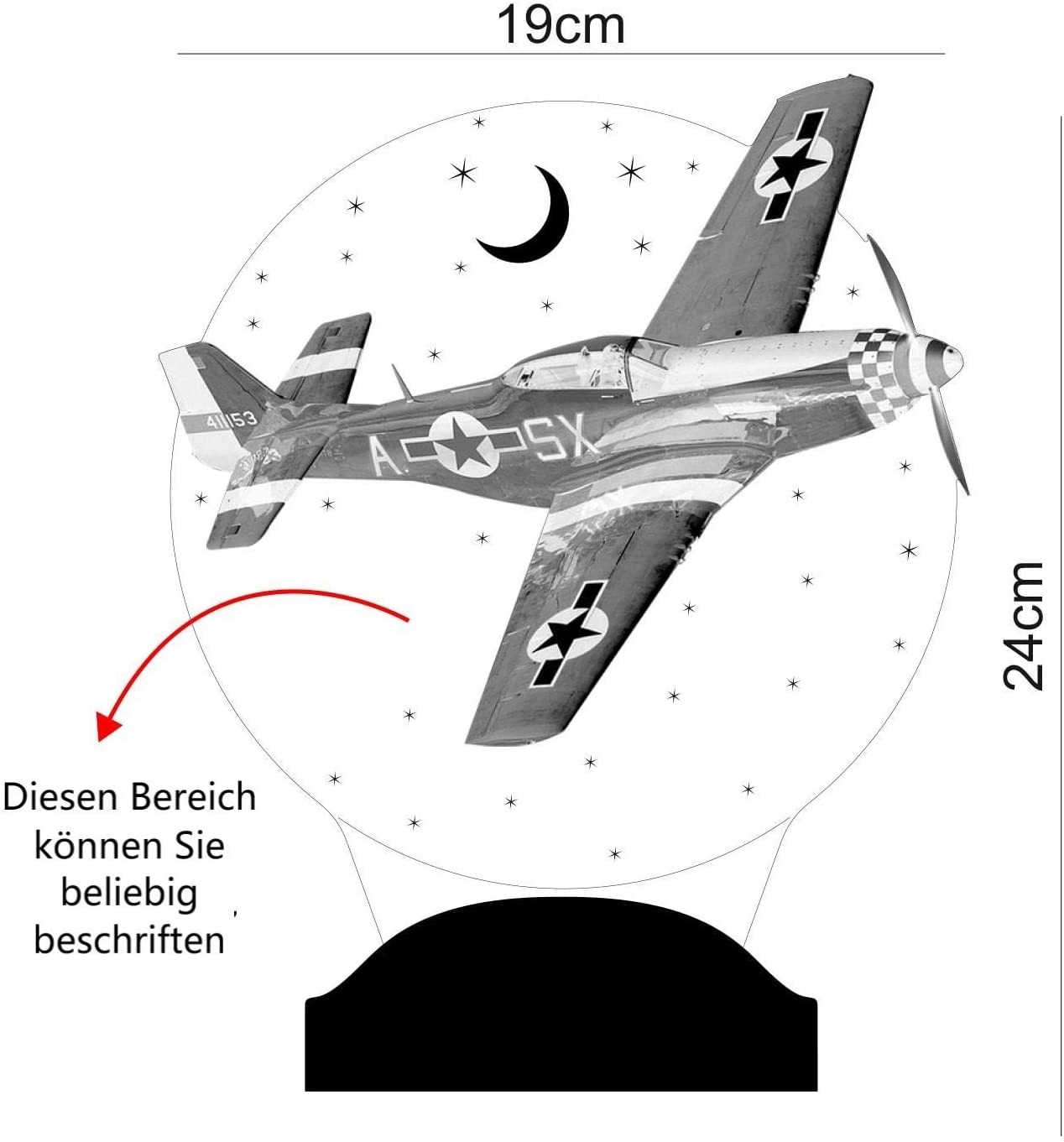 Flugzeug Personalisierte Lampe für Junge mit Wunschtext