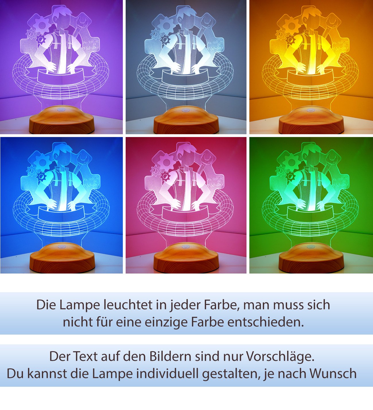 Personalisierte Geschenke Lampe für Ingenieur oder Techniker mit Wunschtext