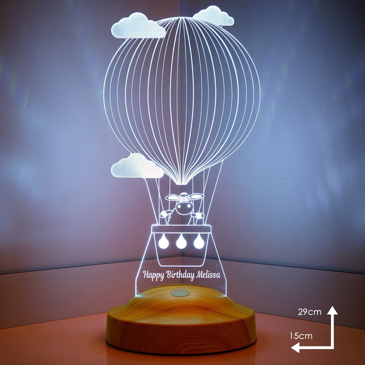 Schaf im Heißluftballon Personalisierte Geschenke Lampe mit Wunschtext