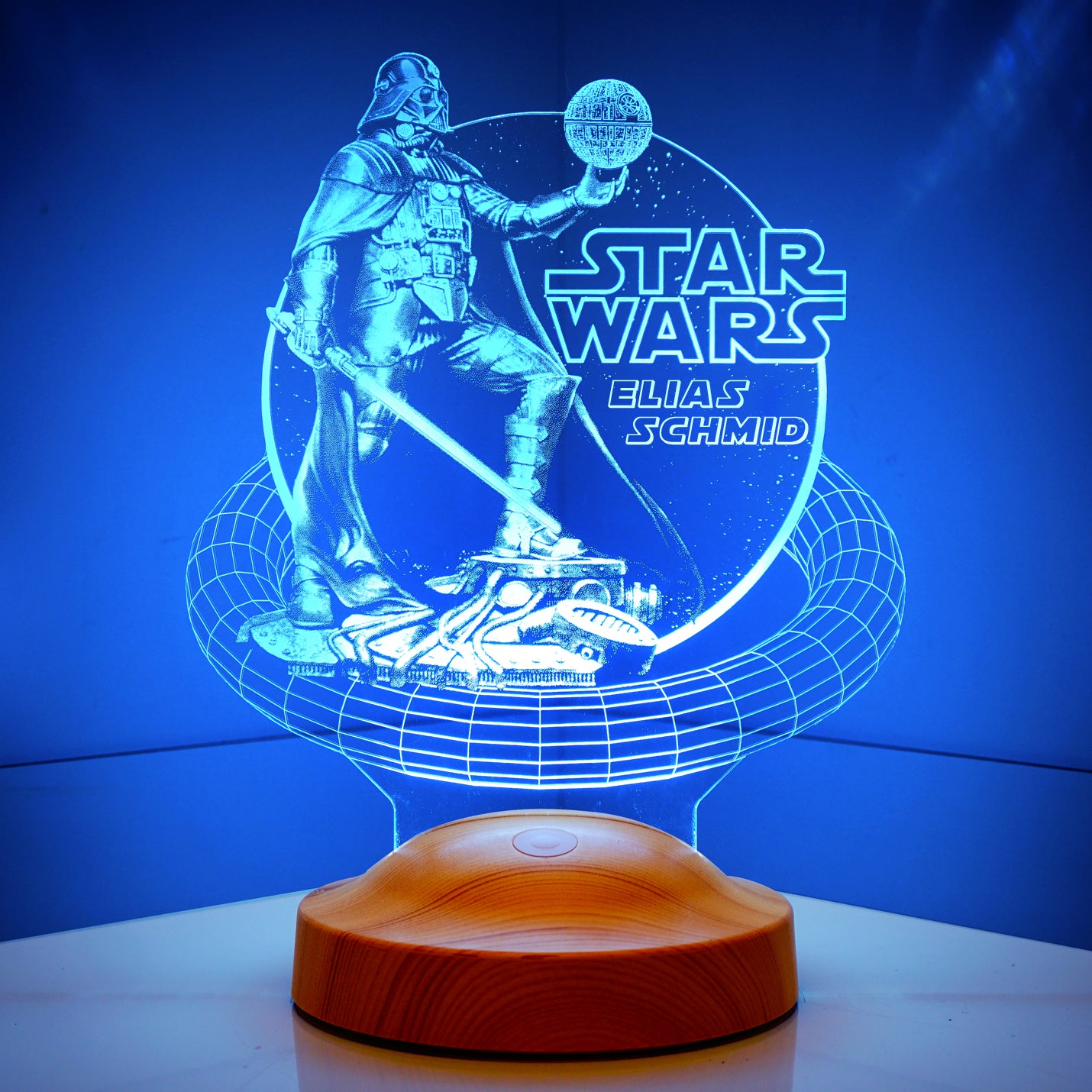 Darth Vader Star-Wars Lampe 3D Vision LED Nachtlicht mit Wunschtext