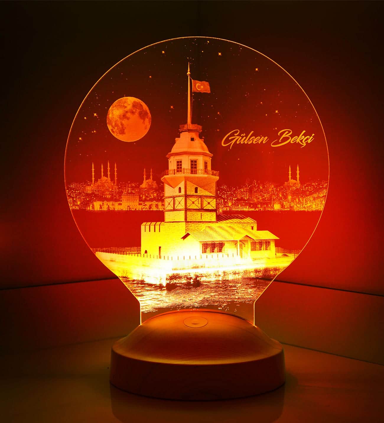 Leanderturm Istanbul Personalisierte Lampe mit Wunschtext Kiz Kulesi