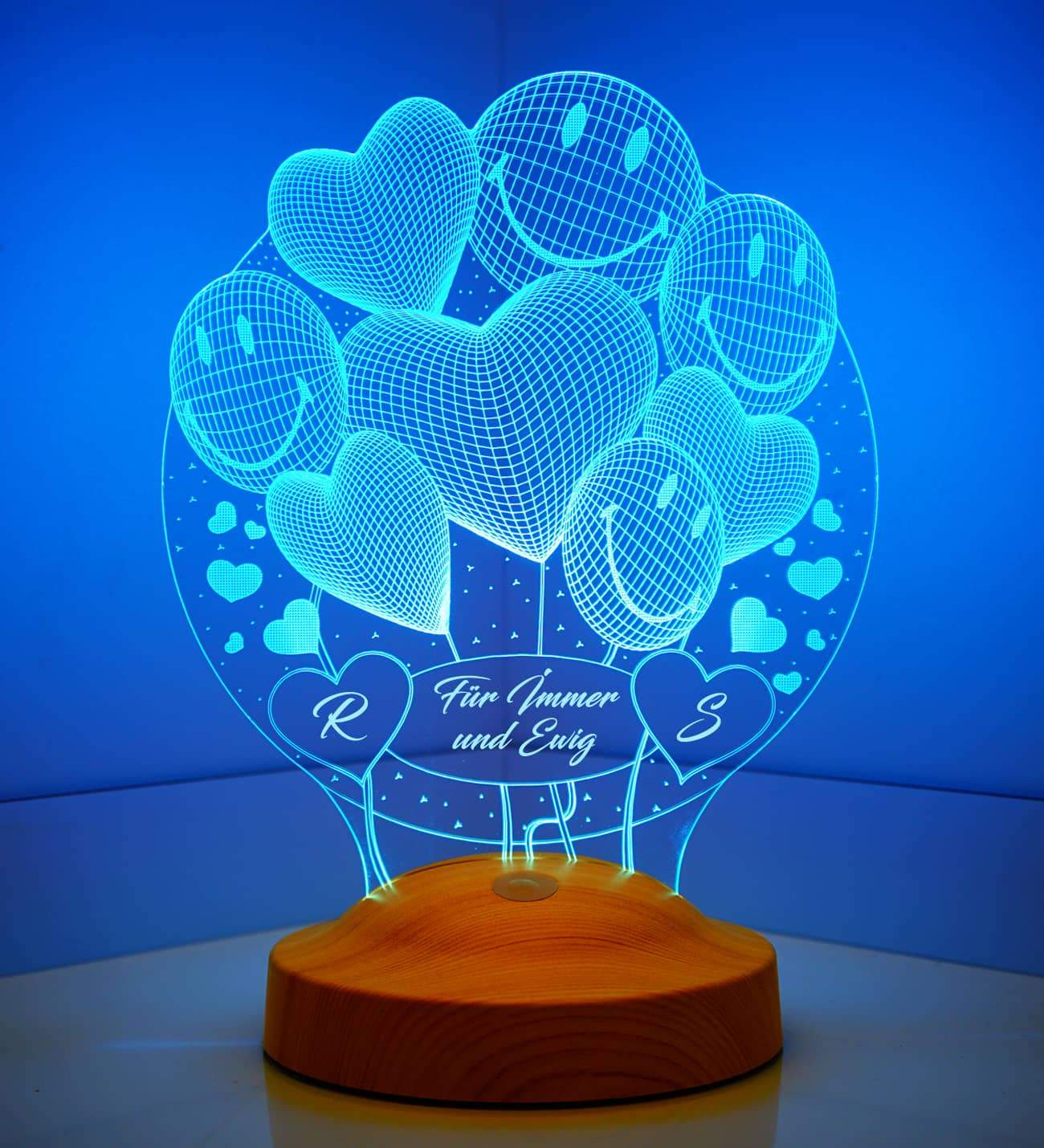 Smiley Ballon Personalisierte Geschenke Lampe mit Wunschtext