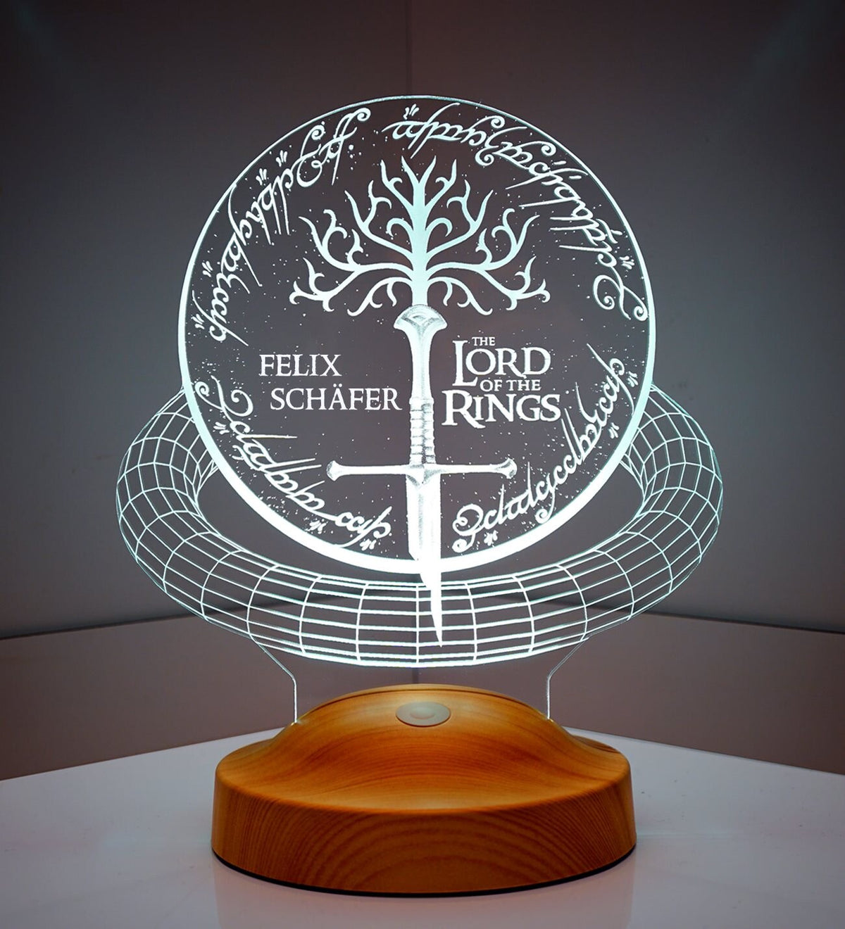 Lord of the Rings Sword 3D HERR DER RINGE Led-Nachtlicht Geschenke Lampe Jungen Kind Geburtstagsgeschenke Lotr Taufgeschenk