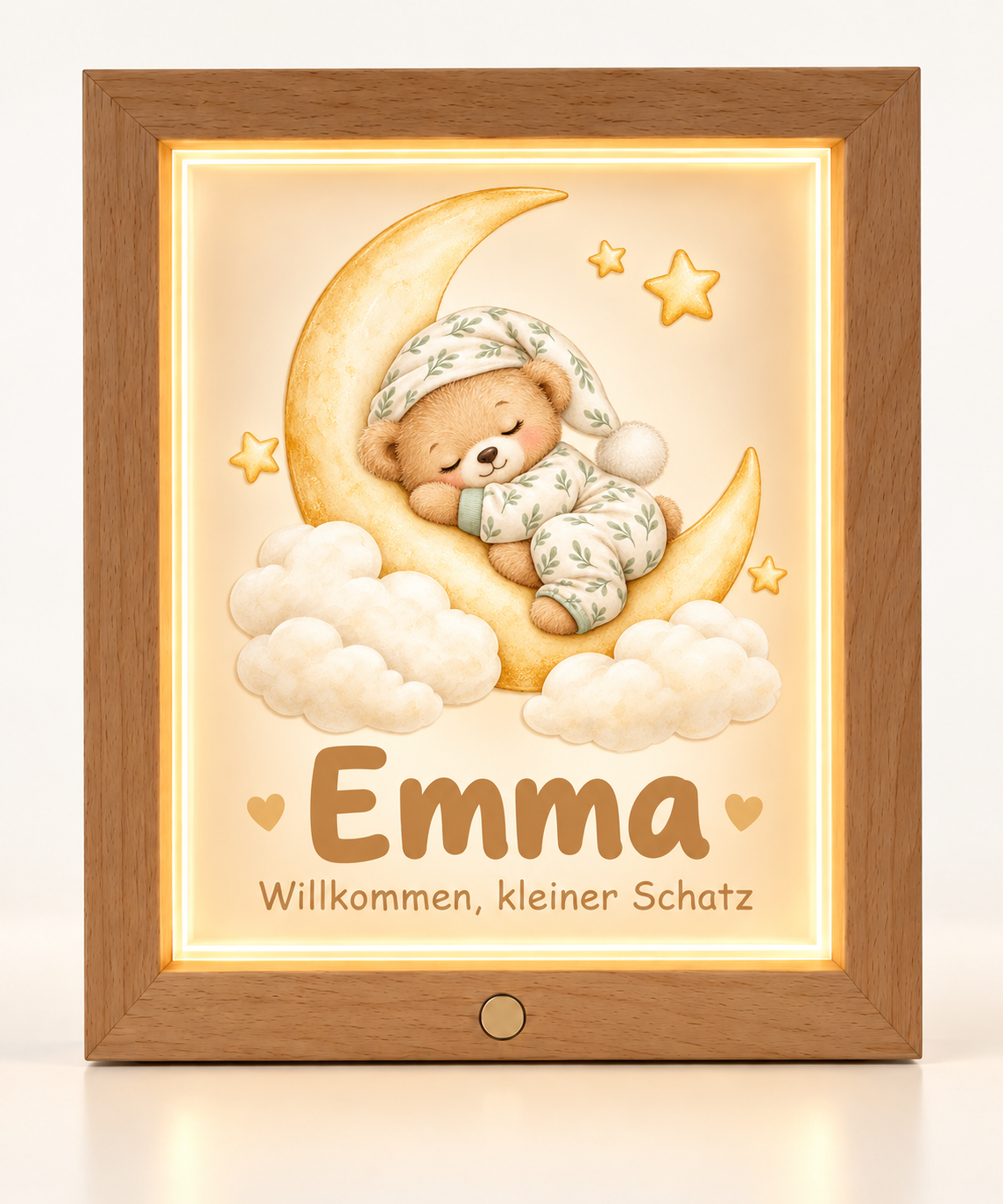 Personalisierte Holzrahmen-Lampen mit warmem LED-Licht