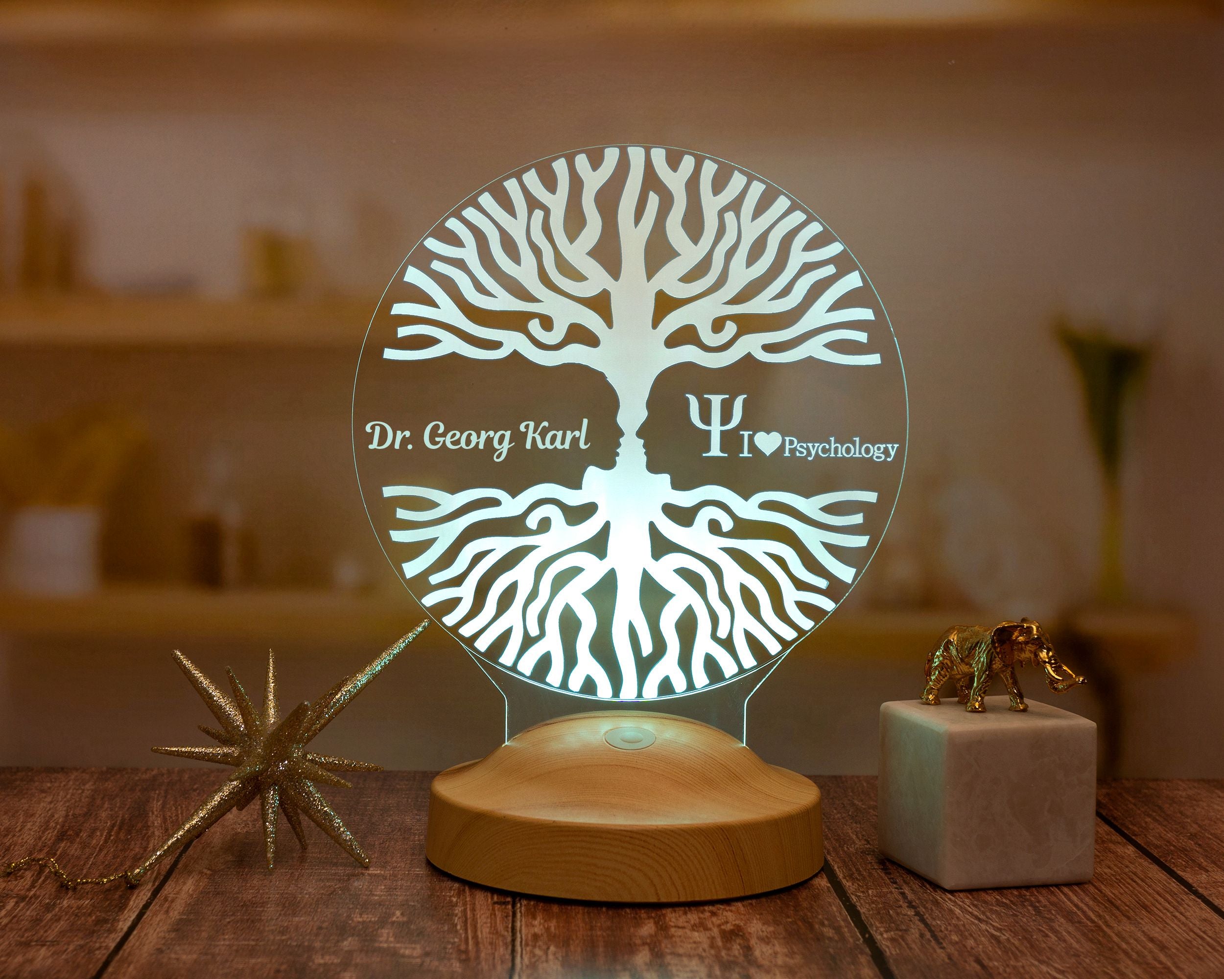 Personalisierte 3D Lampe, Schulpsychologe Geschenk für Studenten, Nachtlicht Geschenk für ihn, Schreibtischlampe Tischlampe