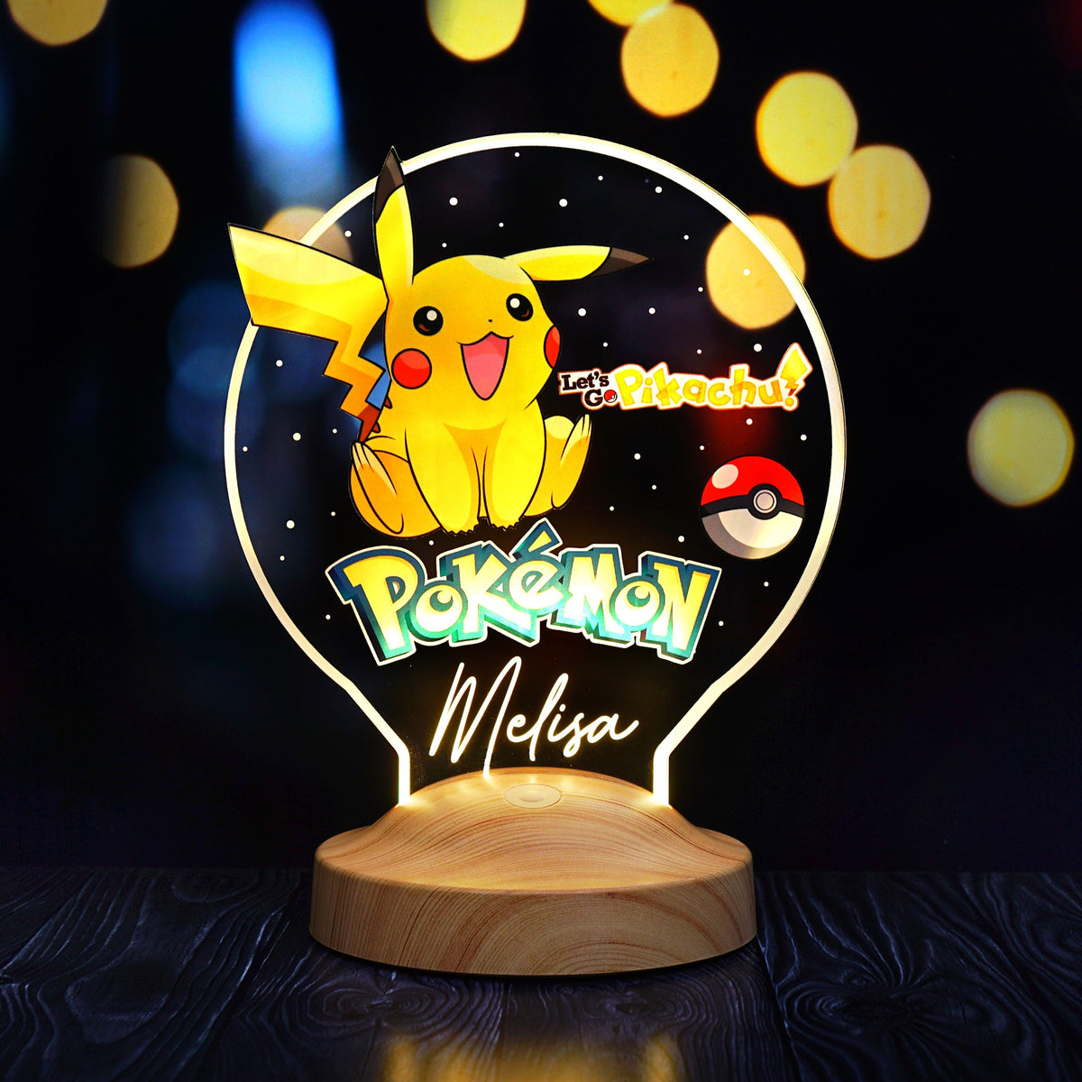 Personalisierte Kinderzimmer Lampe mit UV Druck Pikachu