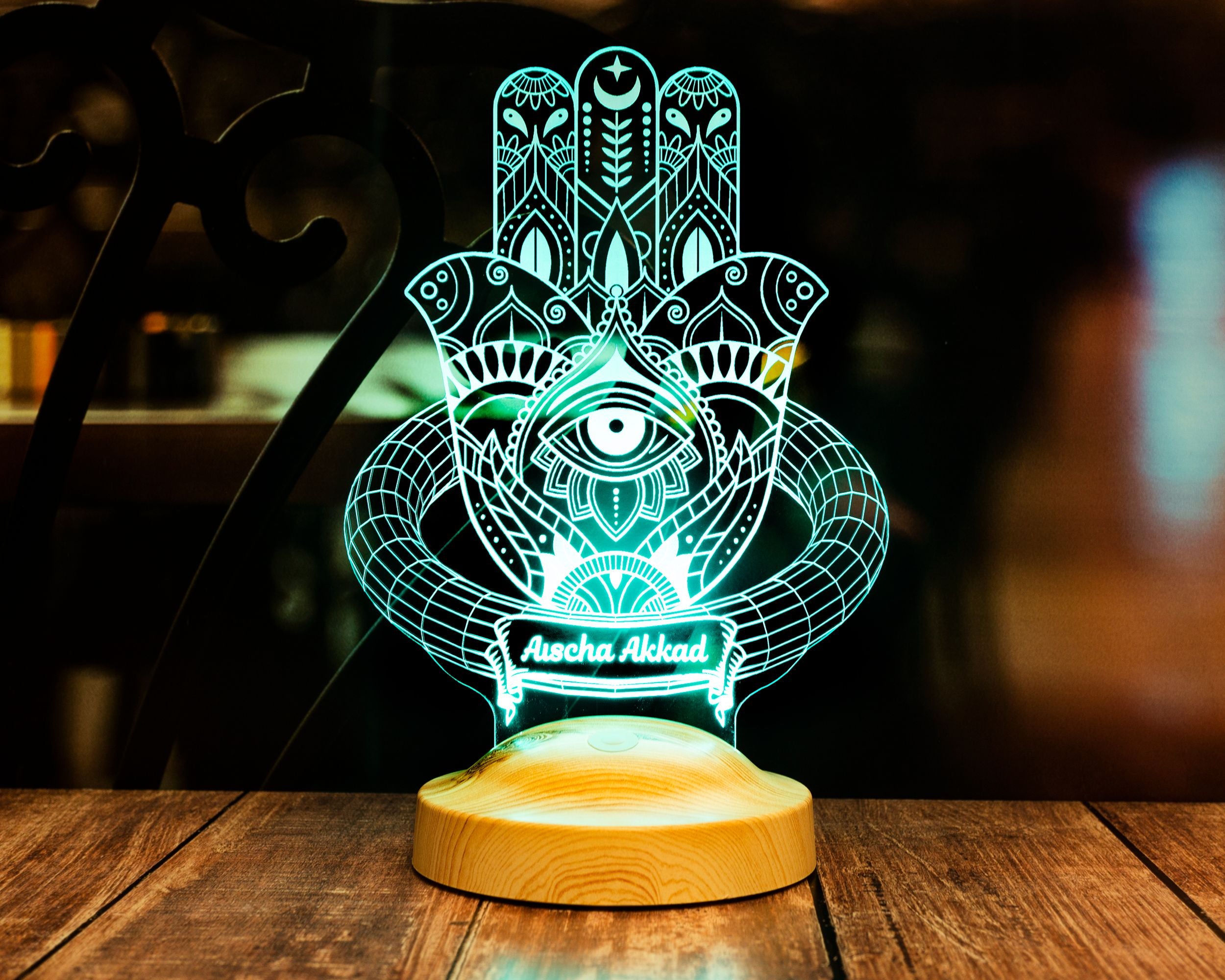 Hamsa Ramadan Deko Islamische Eid Mubarak Dekoration 3D Led Lampe