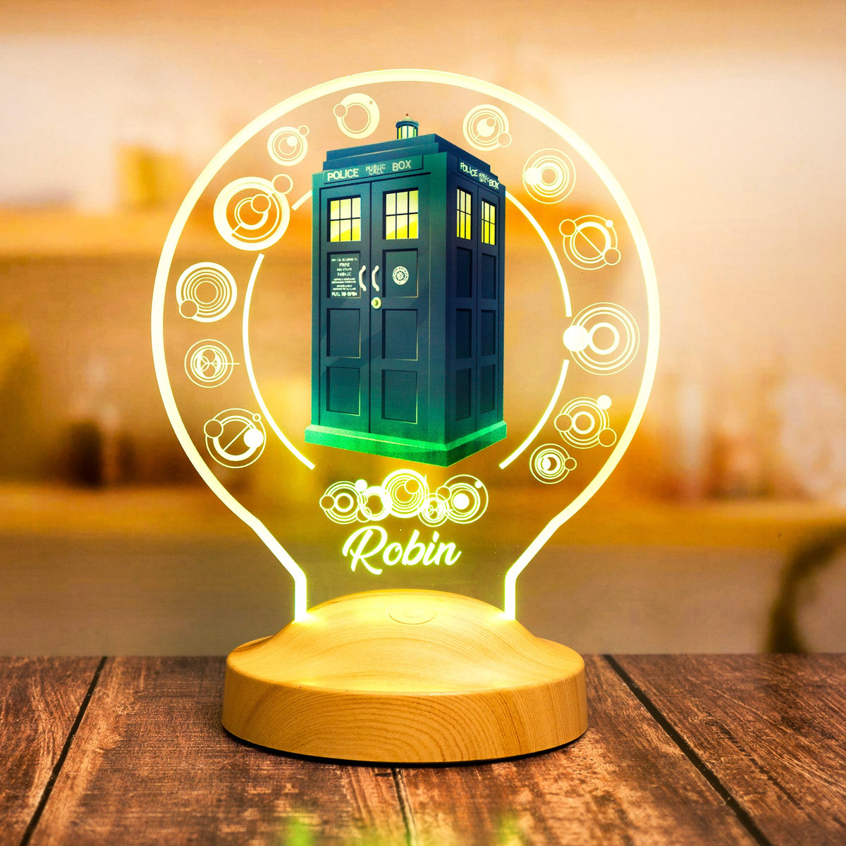 DR WHO TARDIS PERSONALISIERTE 3D LAMPE MIT WUNSCHNAME