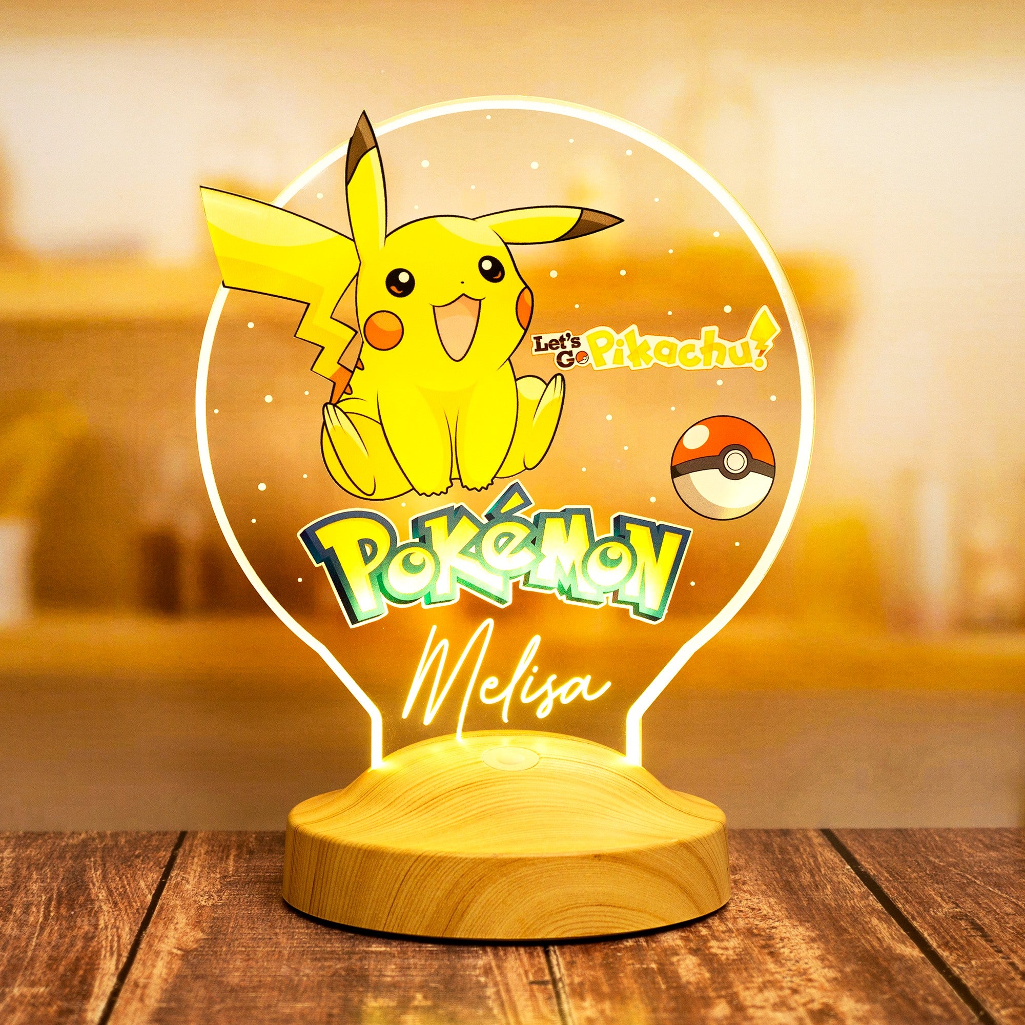 Personalisierte Kinderzimmer Lampe mit UV Druck Pikachu