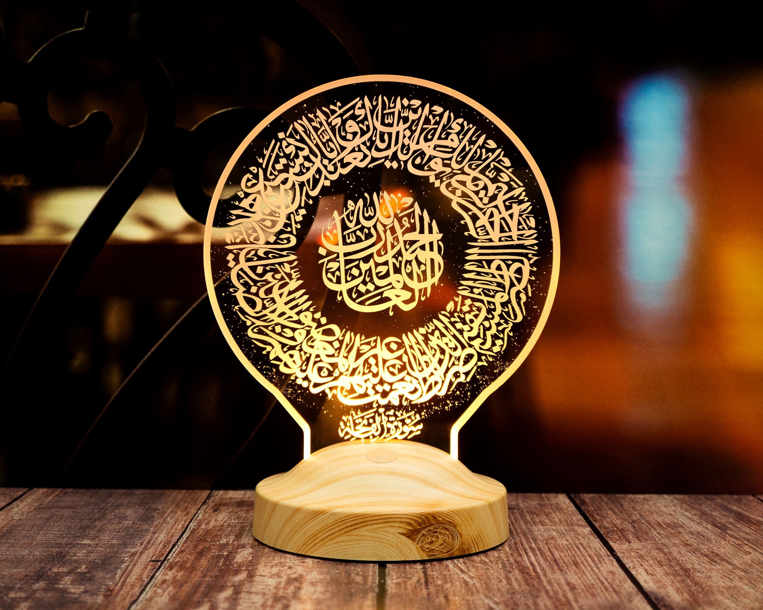 Fatiha Ramadan Deko Islamische Eid Mubarak Dekoration 3D Led Lampe
