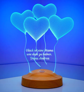 Vier Herzen Personalisierte Geburtstags Geschenke Lampe mit Wunschtext