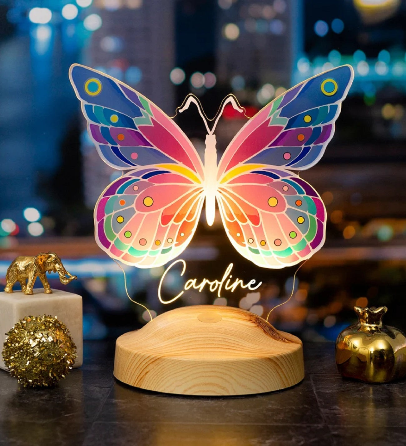 Personalisiertes farbige 3D UV Nachtlicht mit Schmetterling, Schmetterlings-Geschenke, Kinderzimmer-Dekor