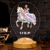 Personalisierte KI LED Lampe – Dein Foto als Prinzessin auf einem Einhorn