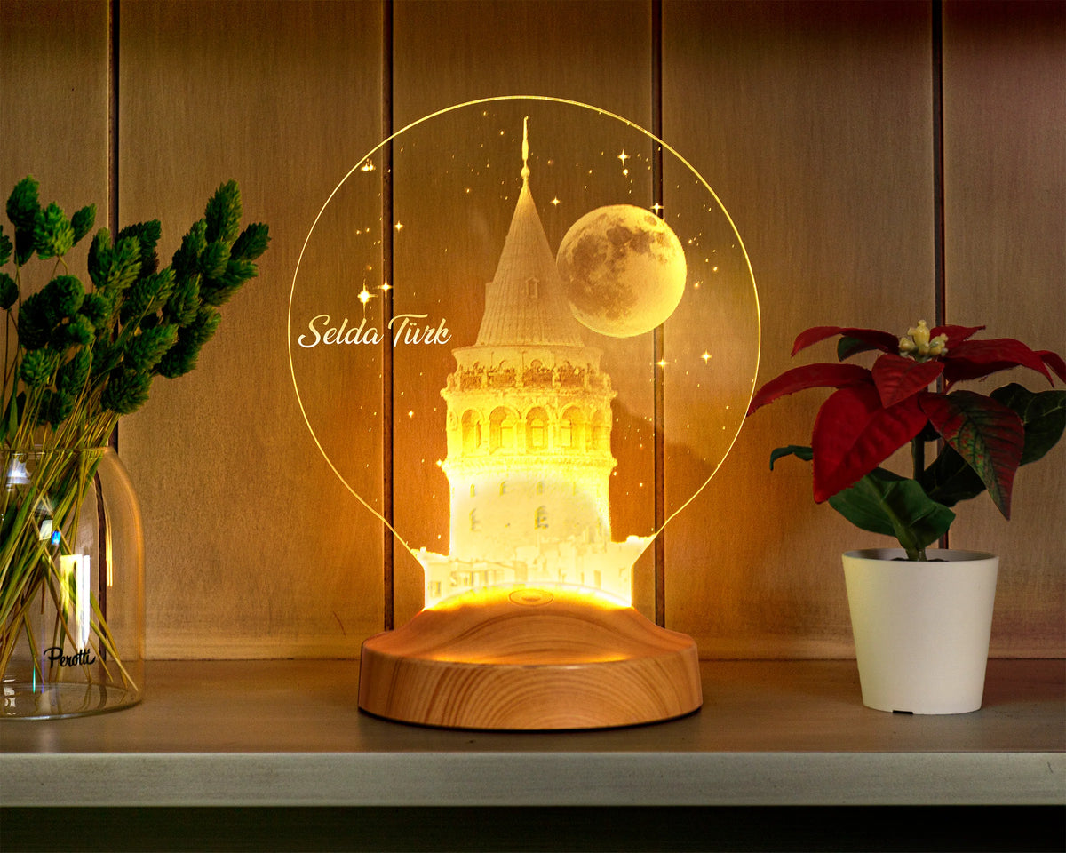 Galata Turm Istanbul Personalisierte Lampe mit Wunschtext