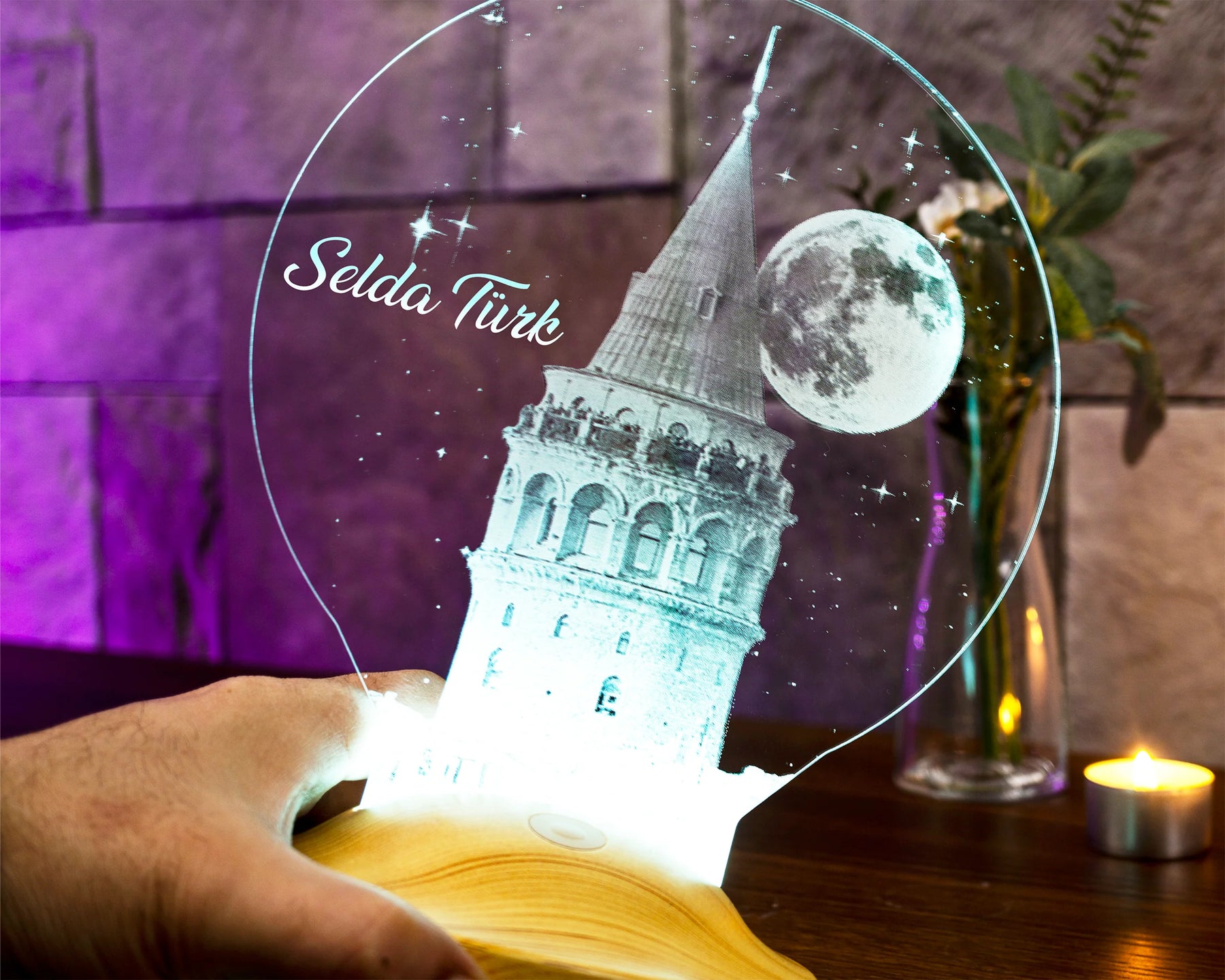 Galata Turm Istanbul Personalisierte Lampe mit Wunschtext