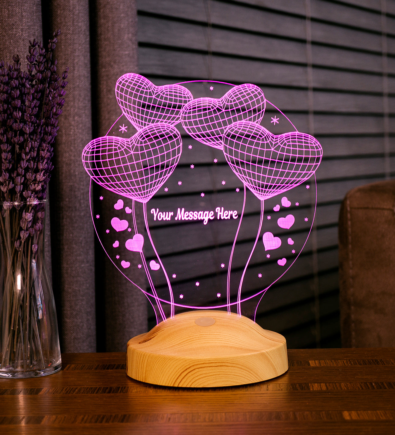 Ballon-Herzen Geburtstagsgeschenk Personalisierte Lampe mit Wunschtext