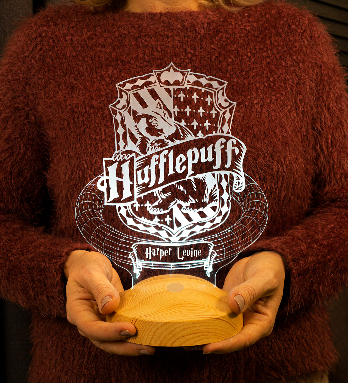 Hufflepuff Harry Potter Hogwarts Personalisierte Lampe mit Geschenkbox