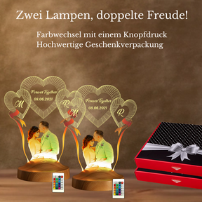 SPECIAL BUNDLE für Paare – 2× Personalisierte Foto-Lampe mit Wunschtext & Lieblingsbild