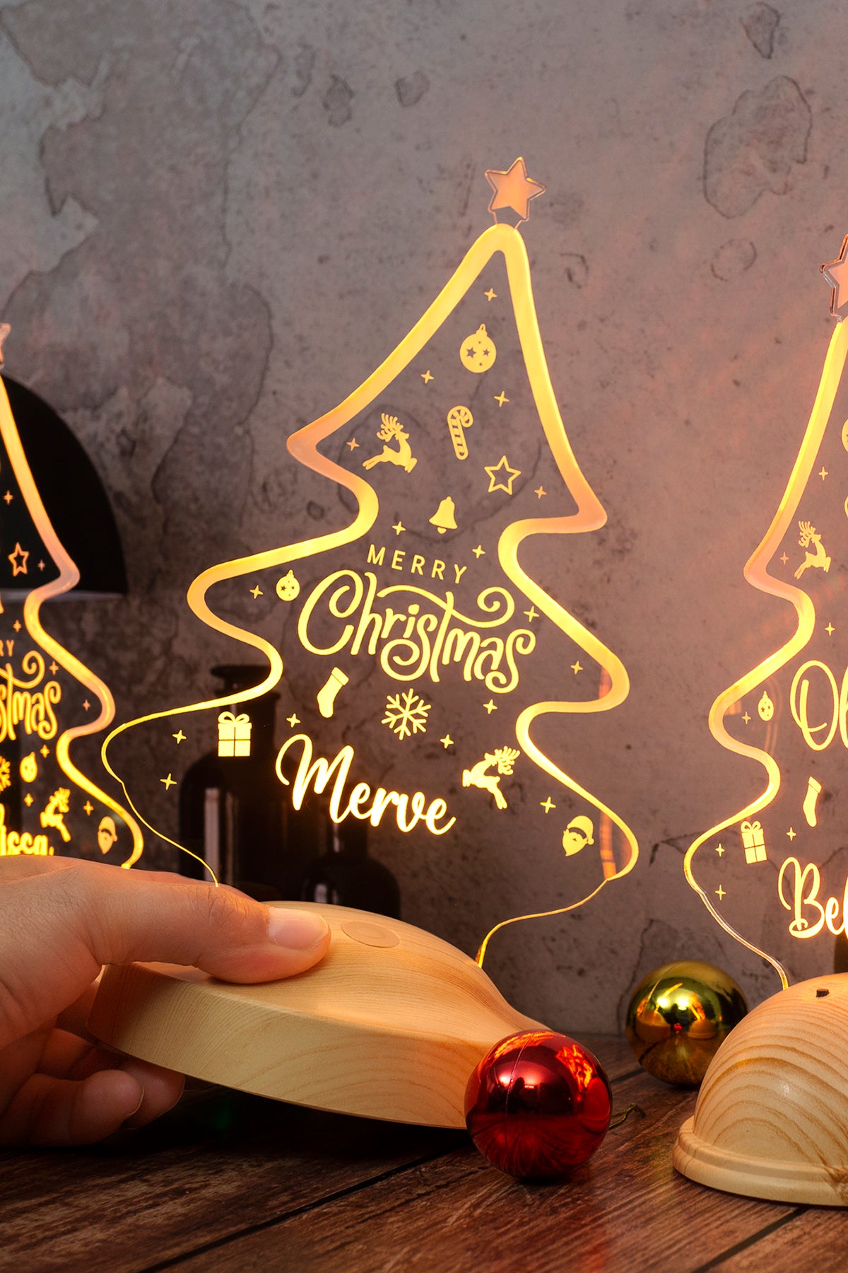 Weihnachtsbaum Süße Motiv Personalisierte Lampe mit Gravur