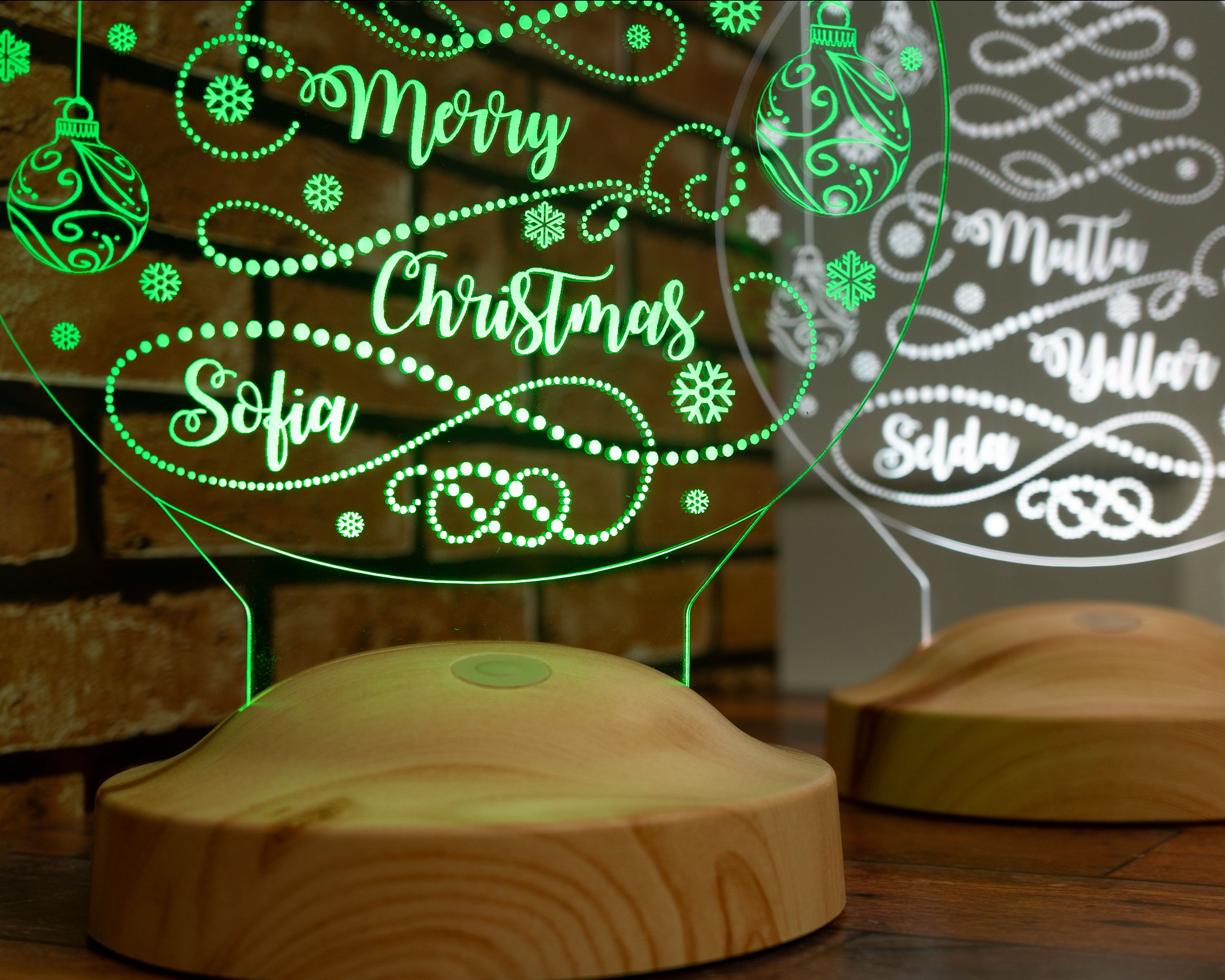 Weihnachtsbaum Motiv Personalisierte Lampe mit Gravur