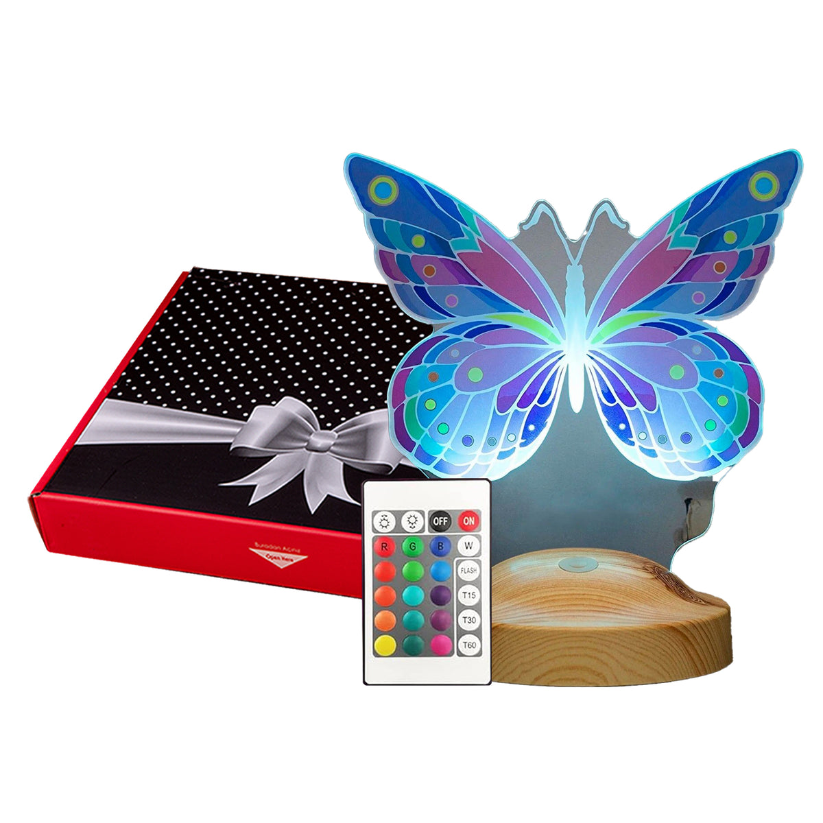 Personalisiertes farbige 3D UV Nachtlicht mit Schmetterling, Schmetterlings-Geschenke, Kinderzimmer-Dekor