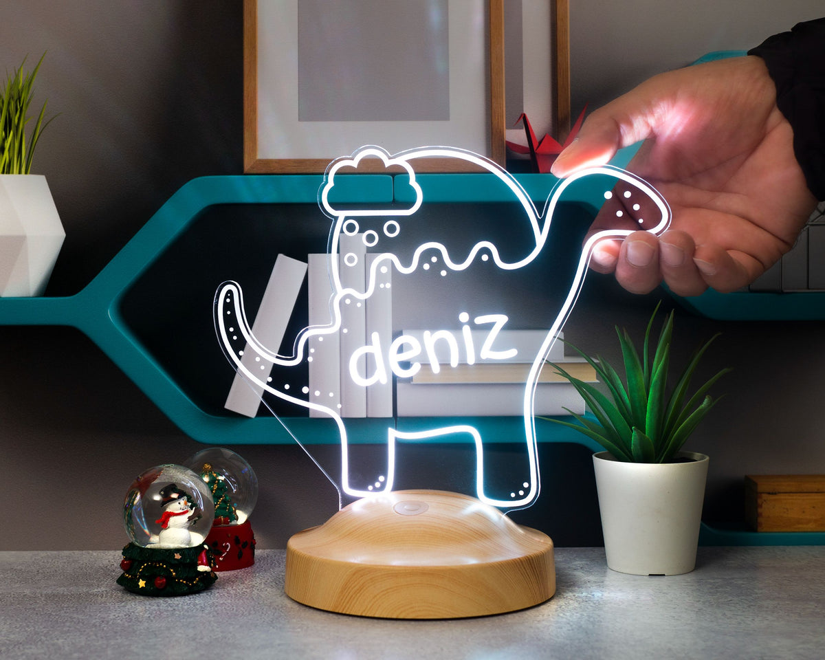 LED Nachtlicht Kinder personalisiert - Dinosaurier Aquarell Dino Lampe