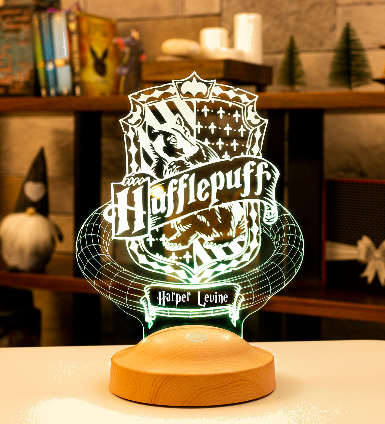 Harry Potter 3-in-1 Personalisierte LED Lampe – Hogwarts, Hedwig & dein Haus