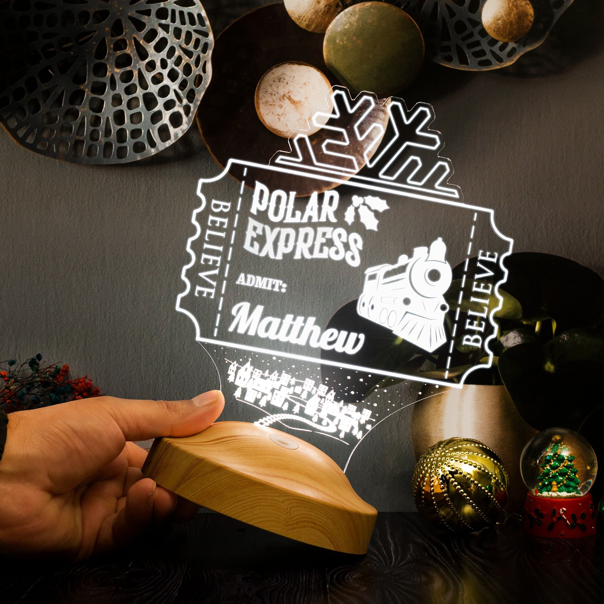 Polarexpress Weichnactsgeschenk Personalisierte Lampe Mit Gravur