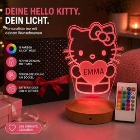 Personalisierte  Hello Kitty 3D Nachtlampe | Geschenk für Mädchen | Kinderzimmer Deko | Babyzimmer