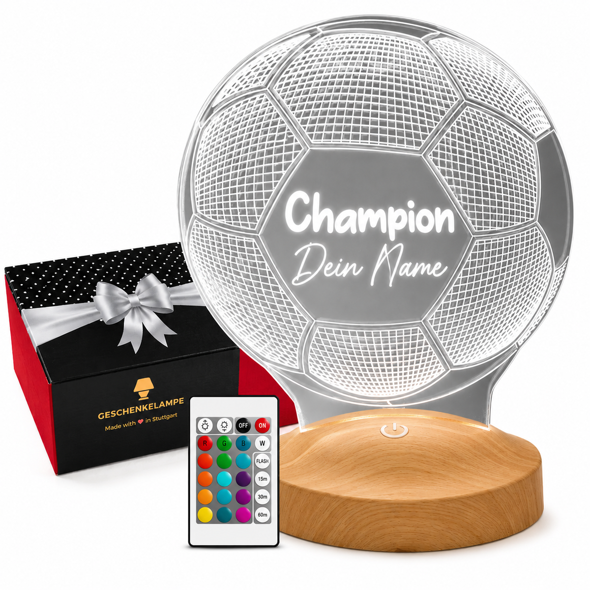 Personalisierte Fußball Lampe mit Wunschtext – das perfekte Geschenk für Fußballfans