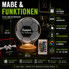 Personalisierte Fußball Lampe mit Wunschtext – das perfekte Geschenk für Fußballfans