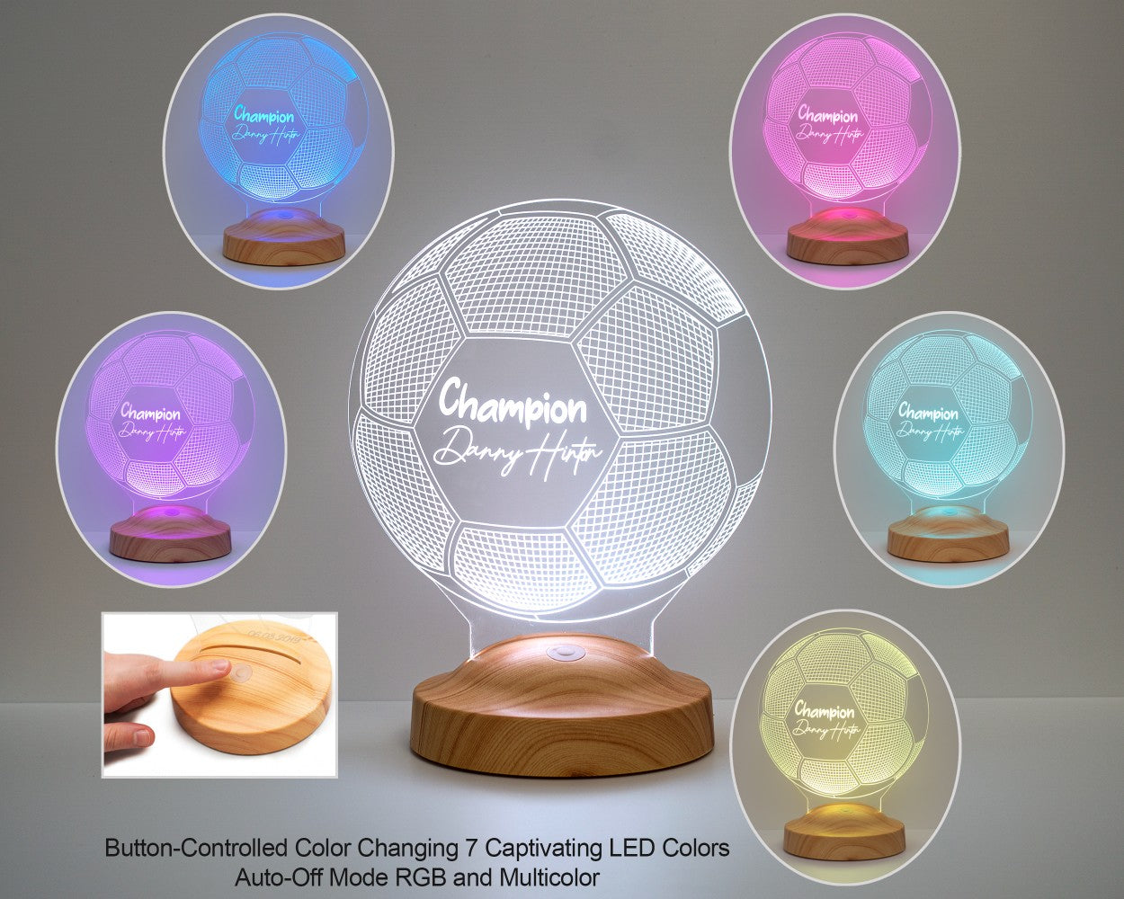 Fußball Personalisierte Lampe mit Wunschtext