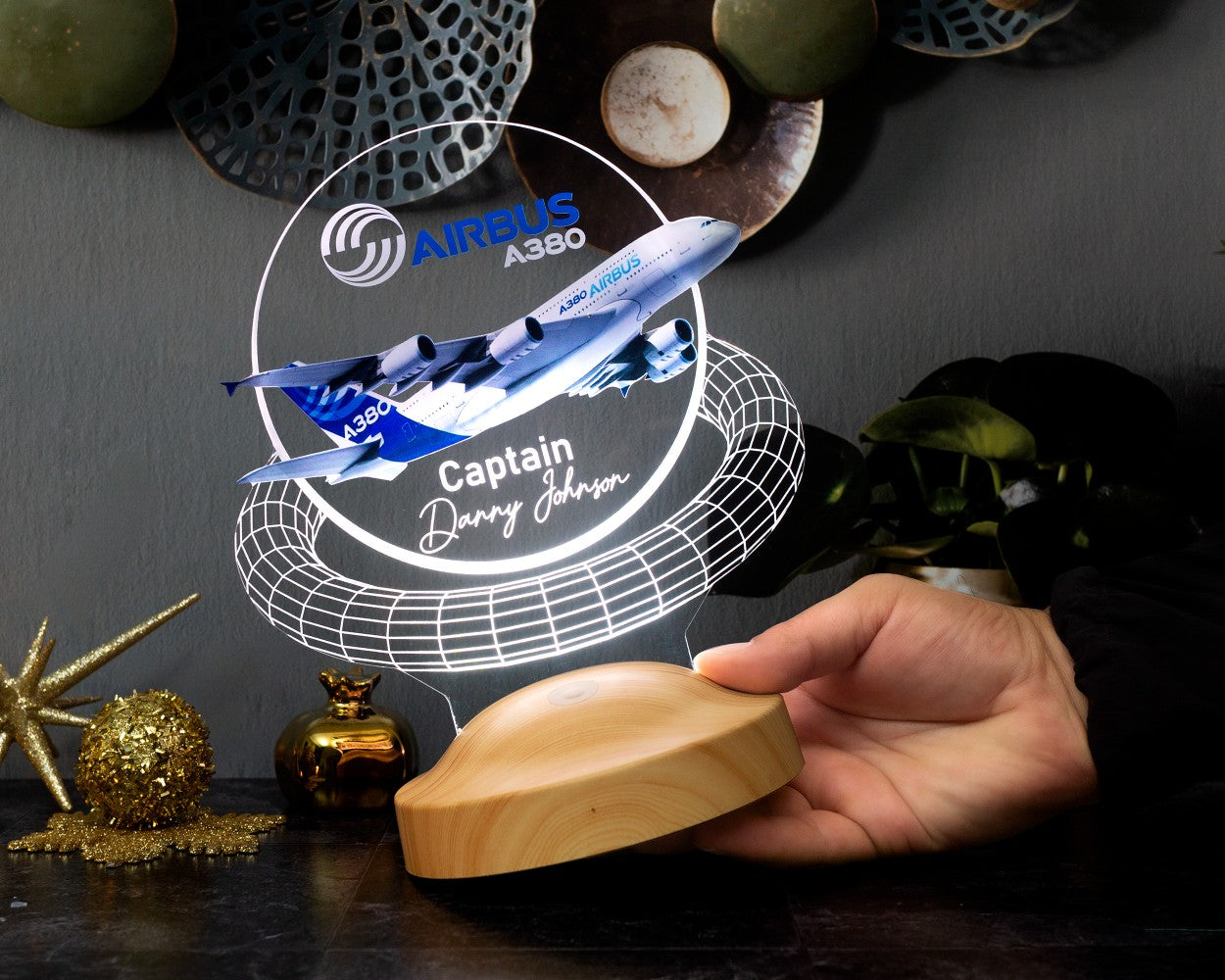 Passagierflugzeug Reiseflugzeug, 3D Illusionslampe, Geschenk für Reisende, für Piloten, für Flugzeugliebhaber, Geschenke für Weltreisende