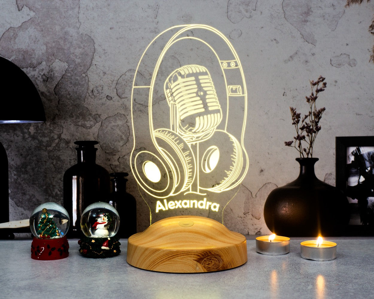 Kopfhörer Mikrofon 3D Lampe Personalisierte Geschenk