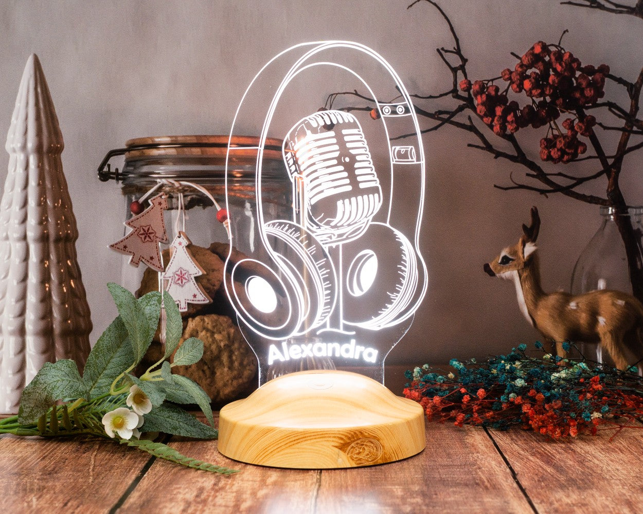 Kopfhörer Mikrofon 3D Lampe Personalisierte Geschenk