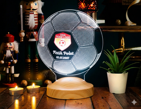 Fußball Personalisierte Lampe mit Wunschtext und Team Logo
