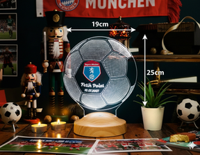 Fußball Personalisierte Lampe mit Wunschtext und Team Logo