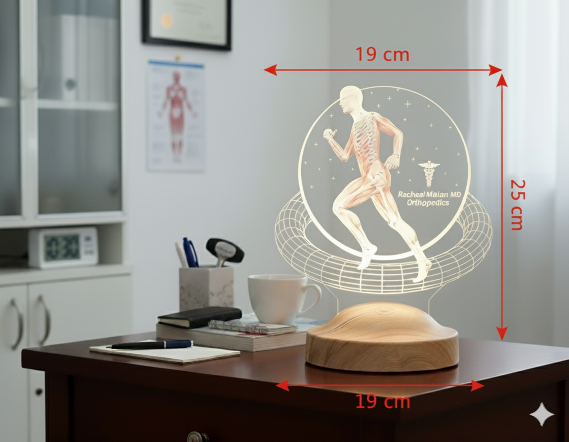 Orthopädie Arzt Personalisierte LED Lampe – Geschenk für Orthopäde, Chirurg, Medizinstudent Abschluss – Anatomie Lampe mit Muskel & Skelett Motiv